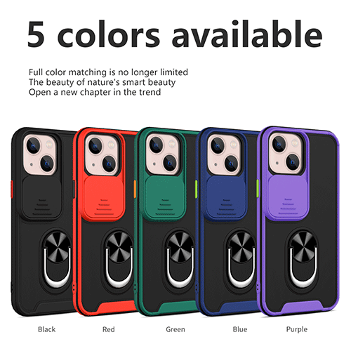 Capa de celular com tampa de câmera deslizante com suporte de anel
